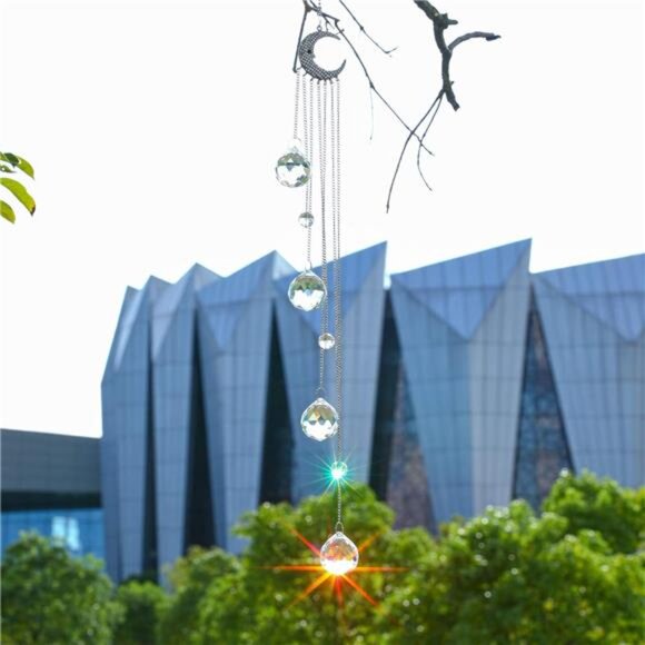 Hanging Clear Crystal Suncatcher Ornaments with Moon Decor Rainbow Maker - Picture 2 of 7